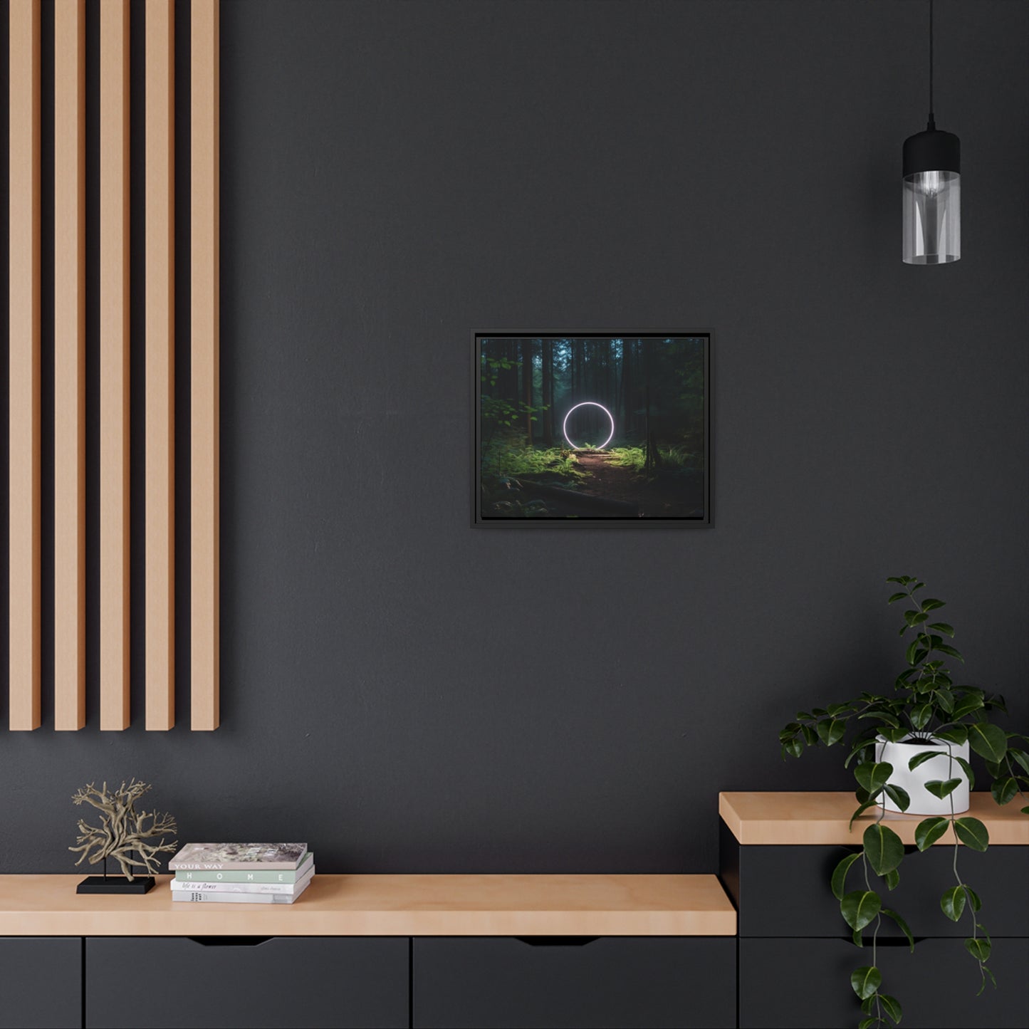 Fine art Framed Canvas print - Matte Canvas with a Black Frame - Surreal Forest Scene wall decor