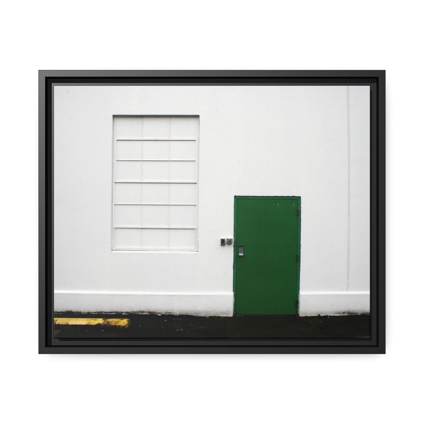 Minimalism + Green - a fine art print of an urban abstract street scene  - Matte Canvas with a Black Frame