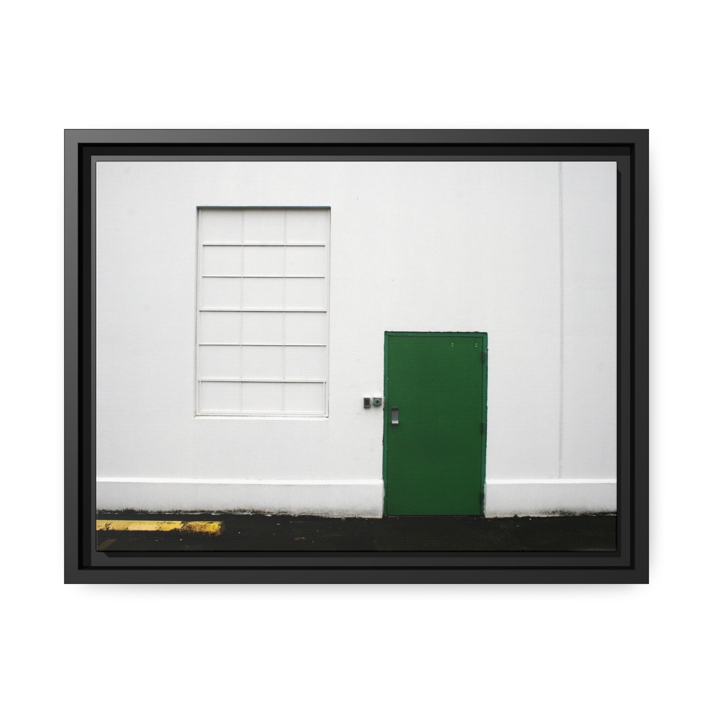 Minimalism + Green - a fine art print of an urban abstract street scene - Matte Canvas with a Black Frame