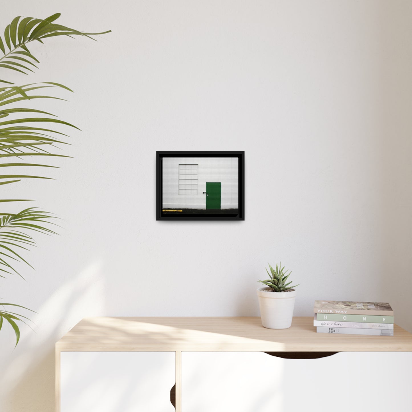 Minimalism + Green - a fine art print of an urban abstract street scene - Matte Canvas with a Black Frame
