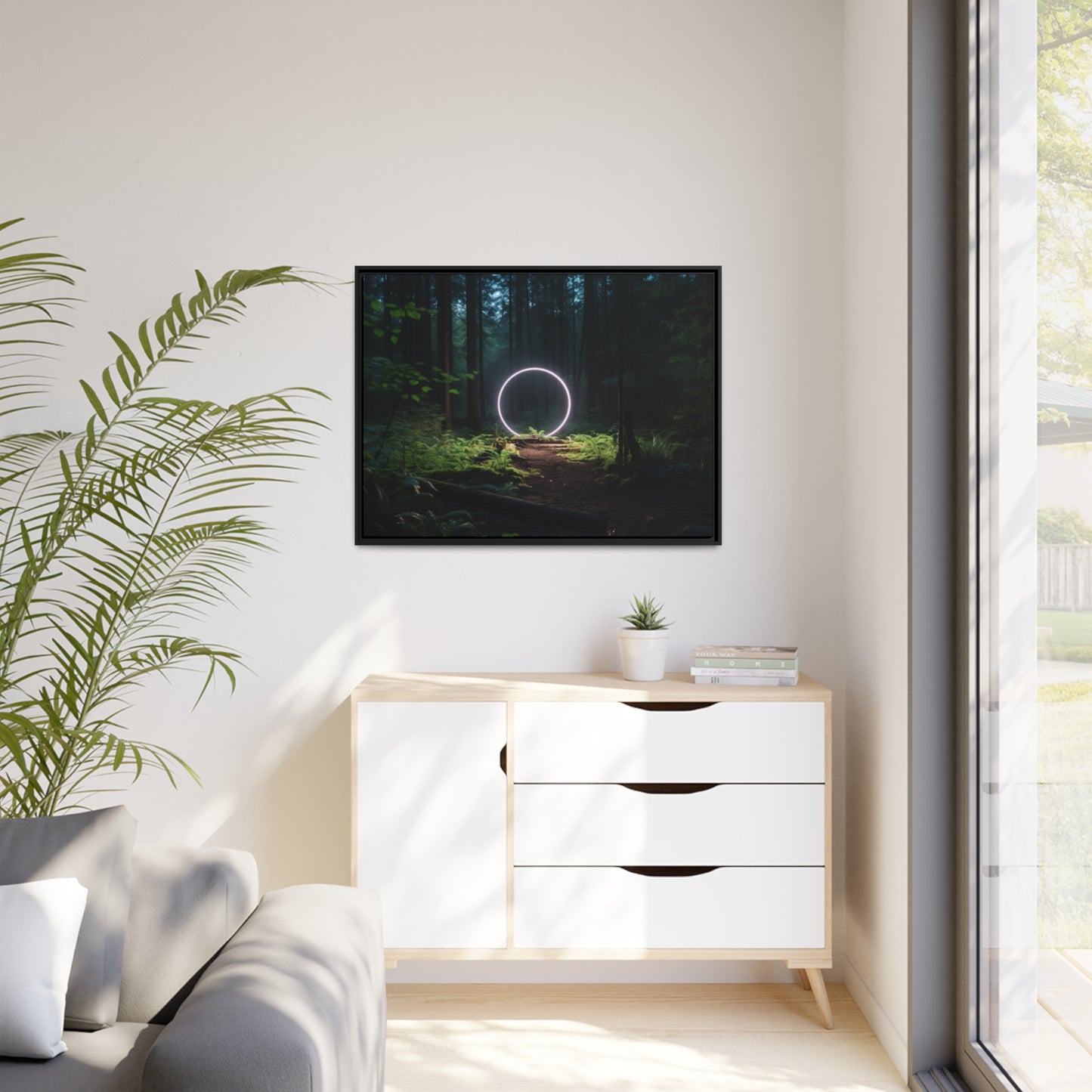 Fine art Framed Canvas print - Matte Canvas with a Black Frame - Surreal Forest Scene wall decor