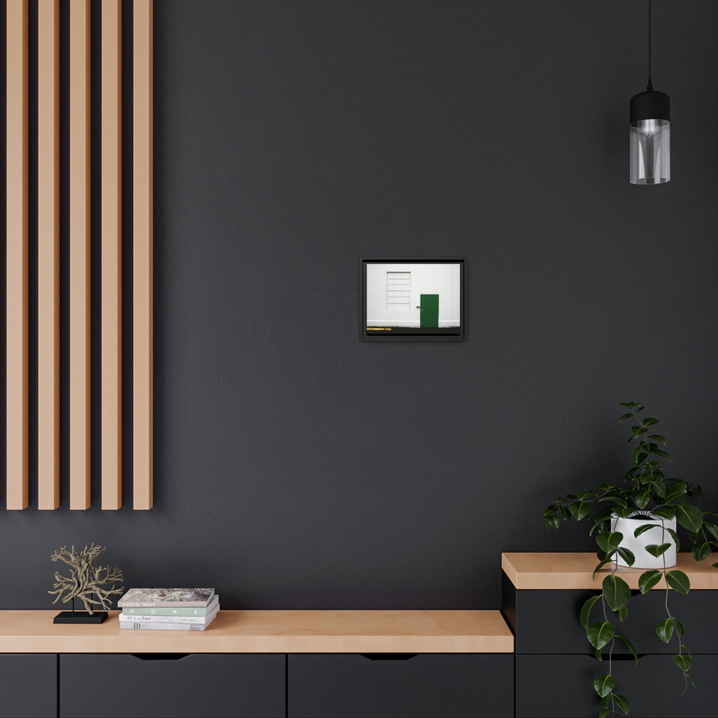 Minimalism + Green - a fine art print of an urban abstract street scene - Matte Canvas with a Black Frame