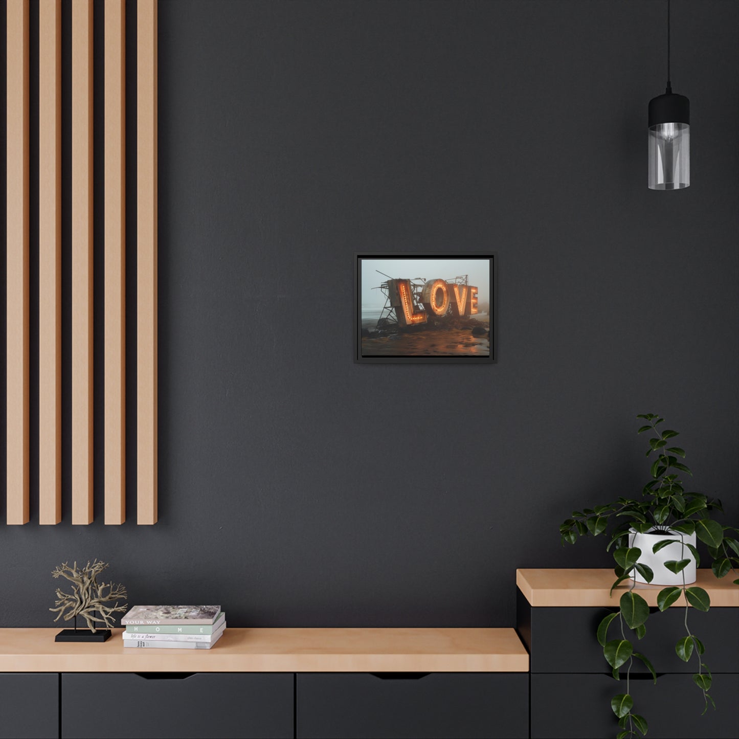 Fine art Framed Canvas print - Matte Canvas with a Black Frame - Surreal LOVE sign wall decor
