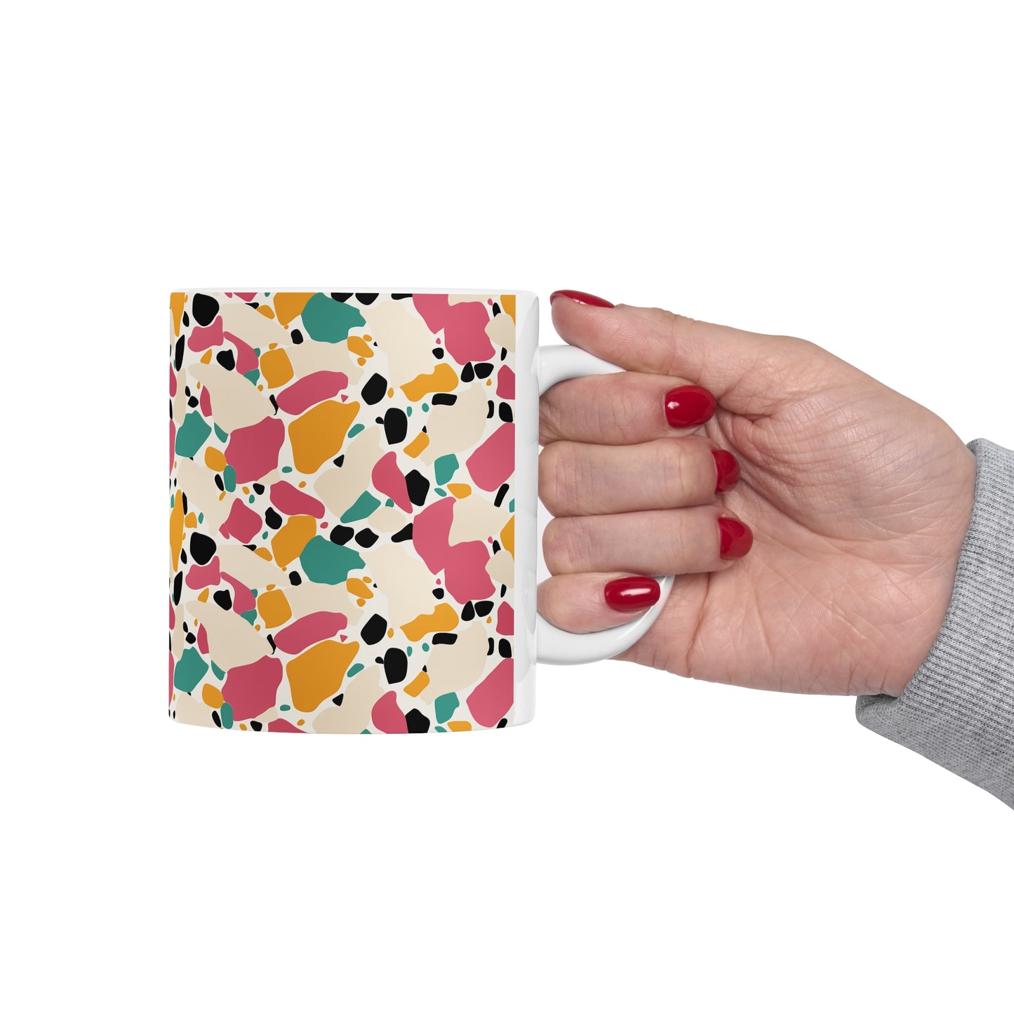 Terrazo Coffee Mug 11oz Designer Gift Mug for coffee tea hot cocoa, perfect for the artist or designer in your life