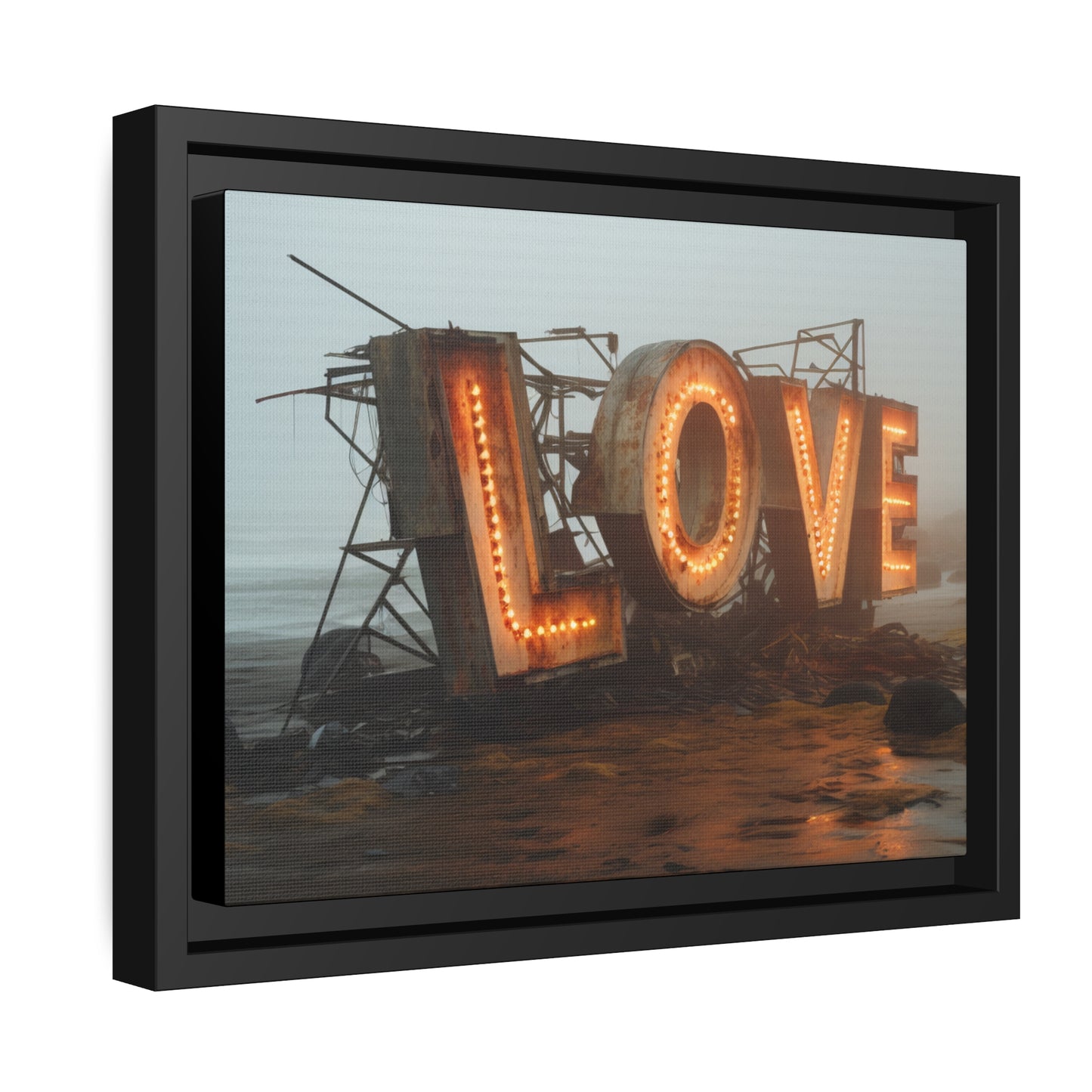 Fine art Framed Canvas print - Matte Canvas with a Black Frame - Surreal LOVE sign wall decor