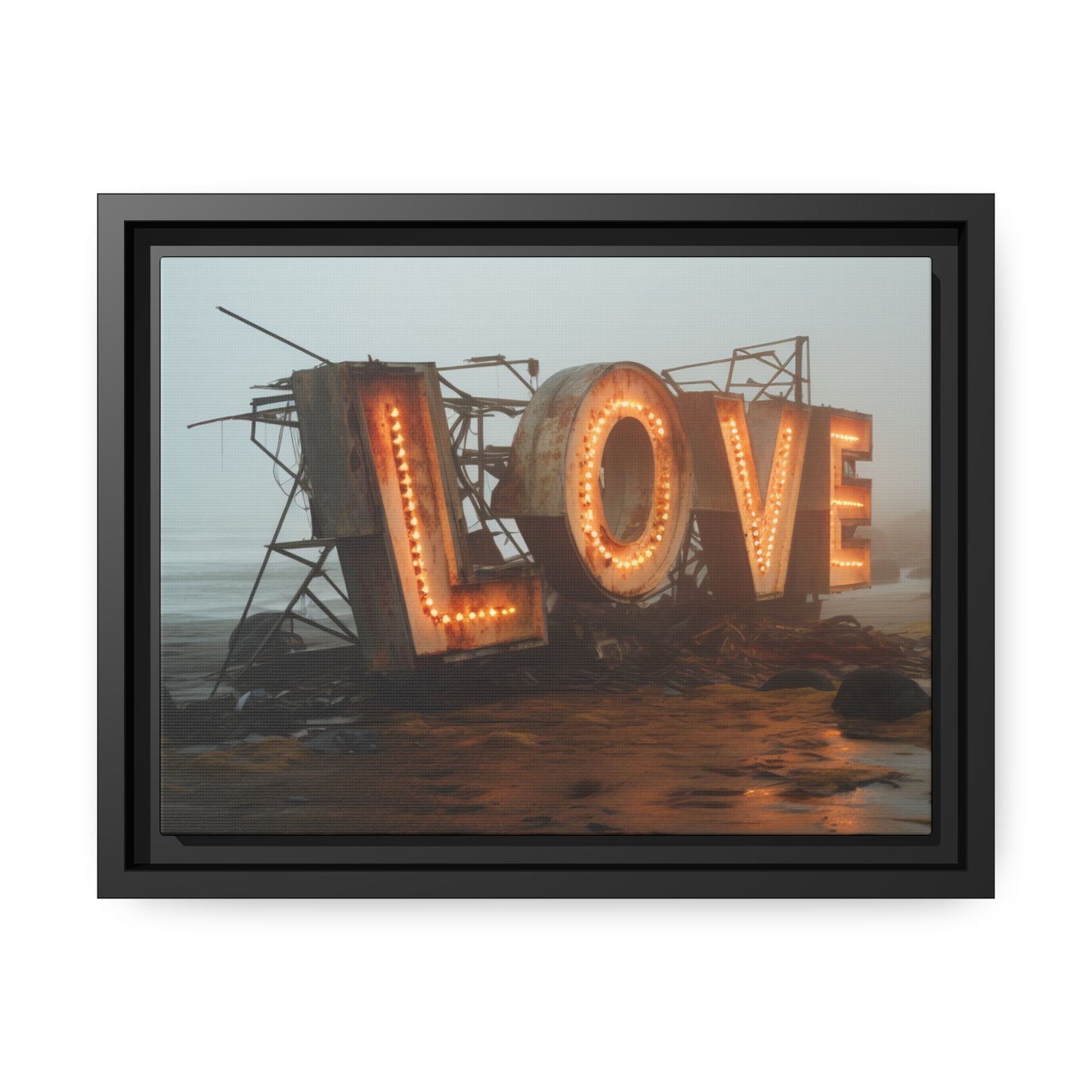 Fine art Framed Canvas print - Matte Canvas with a Black Frame - Surreal LOVE sign wall decor