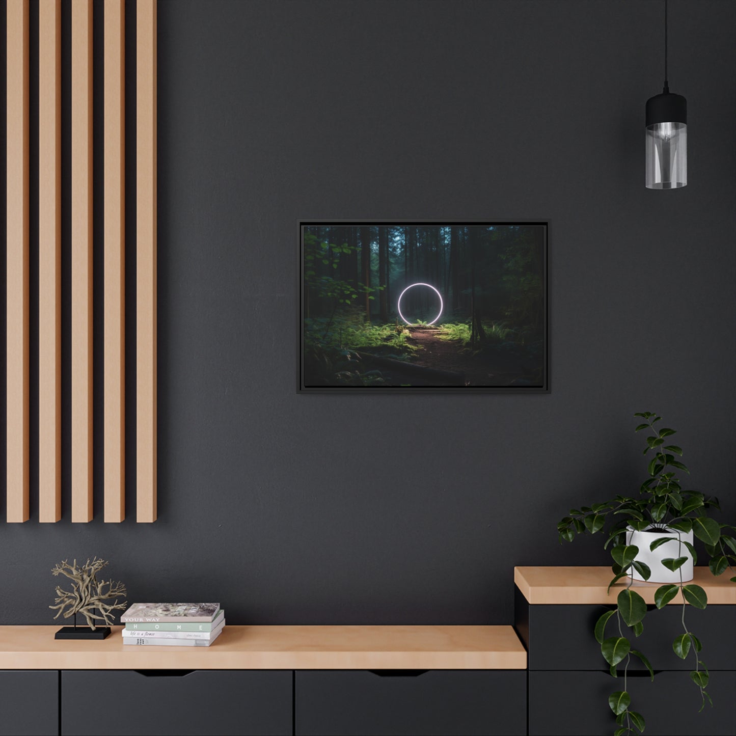 Fine art Framed Canvas print - Matte Canvas with a Black Frame - Surreal Forest Scene wall decor