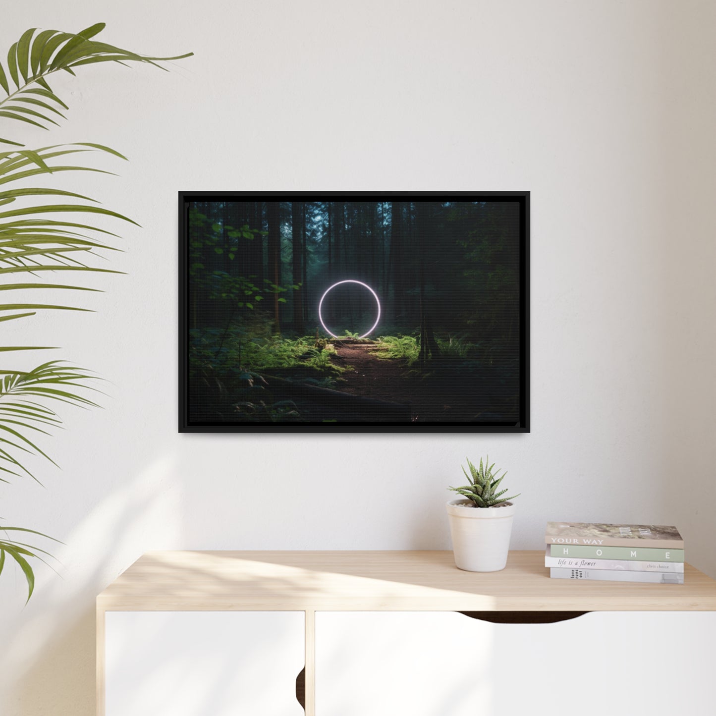 Fine art Framed Canvas print - Matte Canvas with a Black Frame - Surreal Forest Scene wall decor