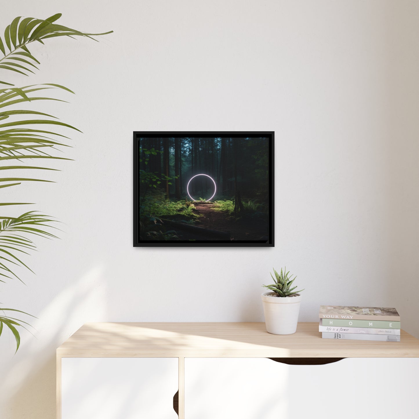 Fine art Framed Canvas print - Matte Canvas with a Black Frame - Surreal Forest Scene wall decor