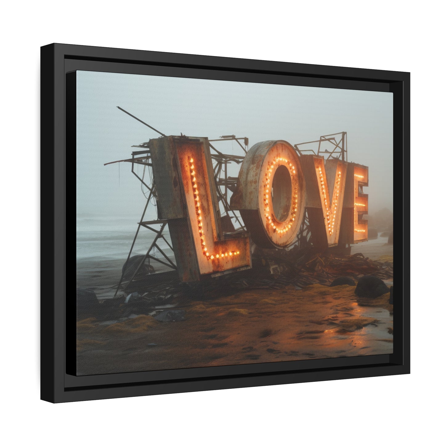 Fine art Framed Canvas print - Matte Canvas with a Black Frame - Surreal LOVE sign wall decor