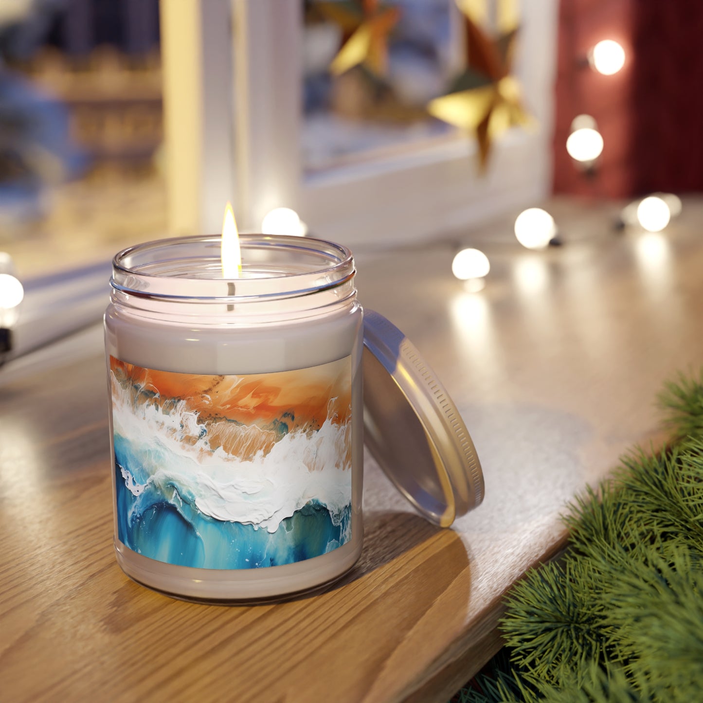 Scented 9oz. Candle - Coastal inspired beach design, with 3 scent options