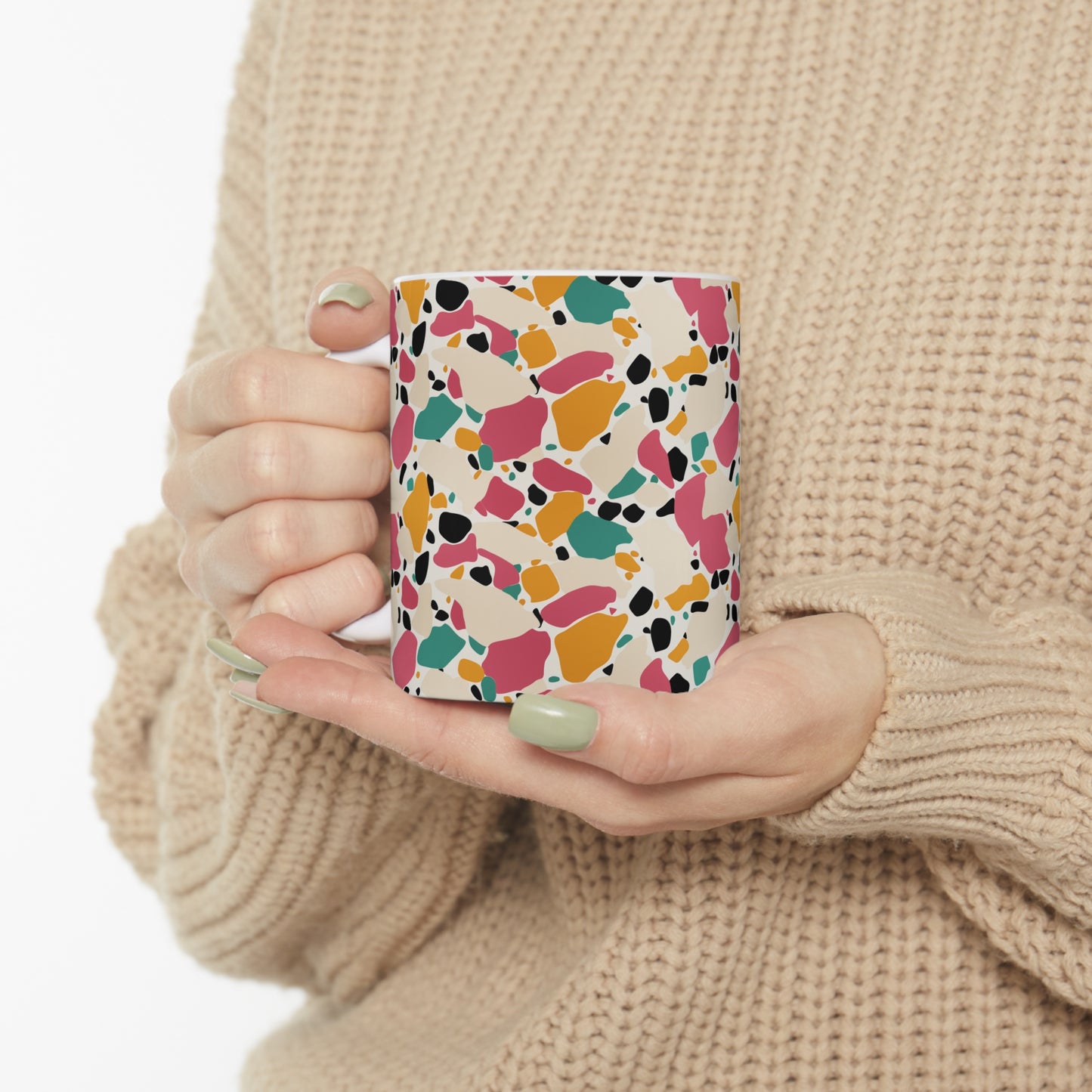 Terrazo Coffee Mug 11oz Designer Gift Mug for coffee tea hot cocoa, perfect for the artist or designer in your life
