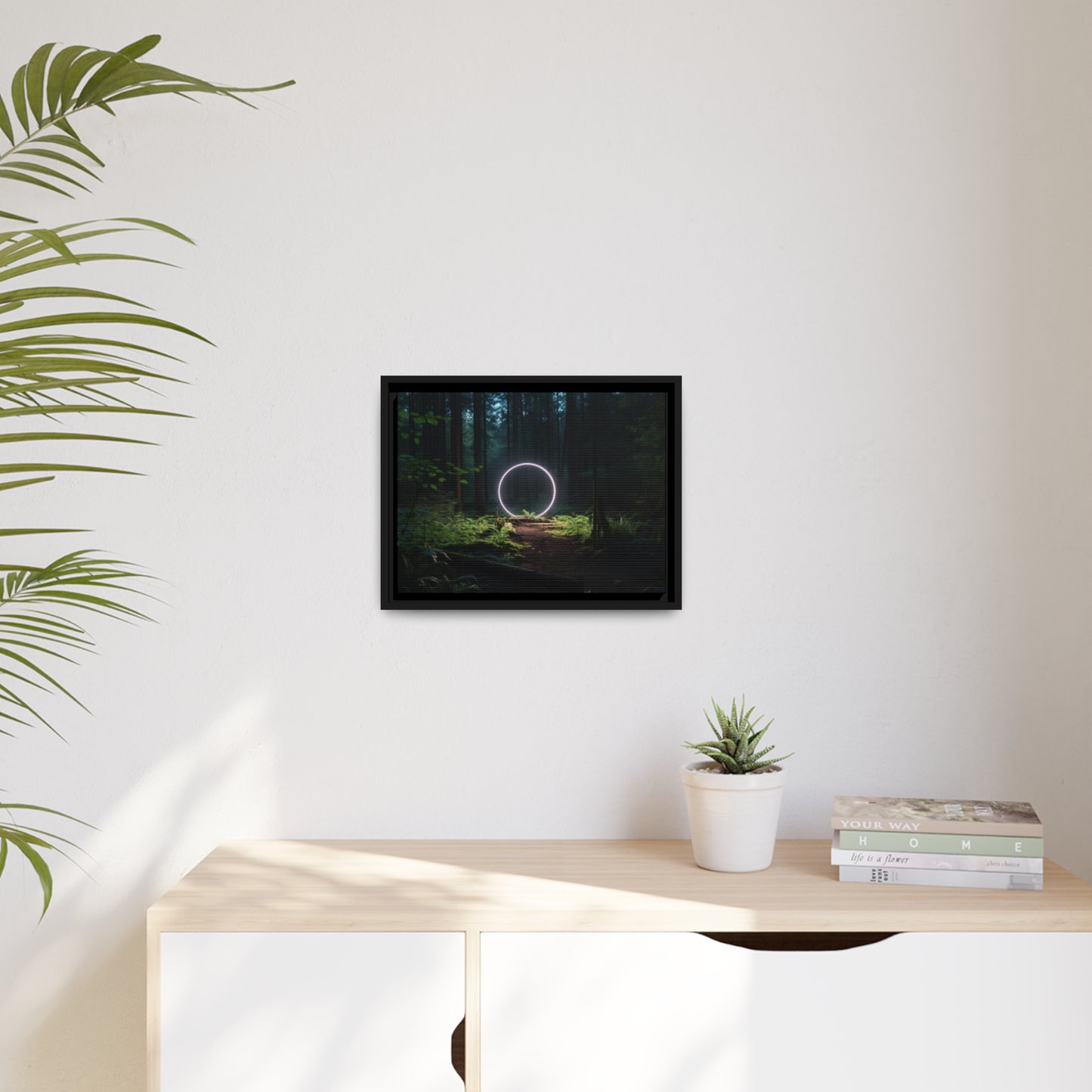 Fine art Framed Canvas print - Matte Canvas with a Black Frame - Surreal Forest Scene wall decor