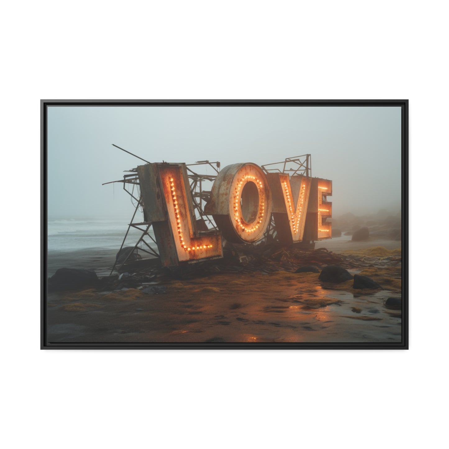 Fine art Framed Canvas print - Matte Canvas with a Black Frame - Surreal LOVE sign wall decor