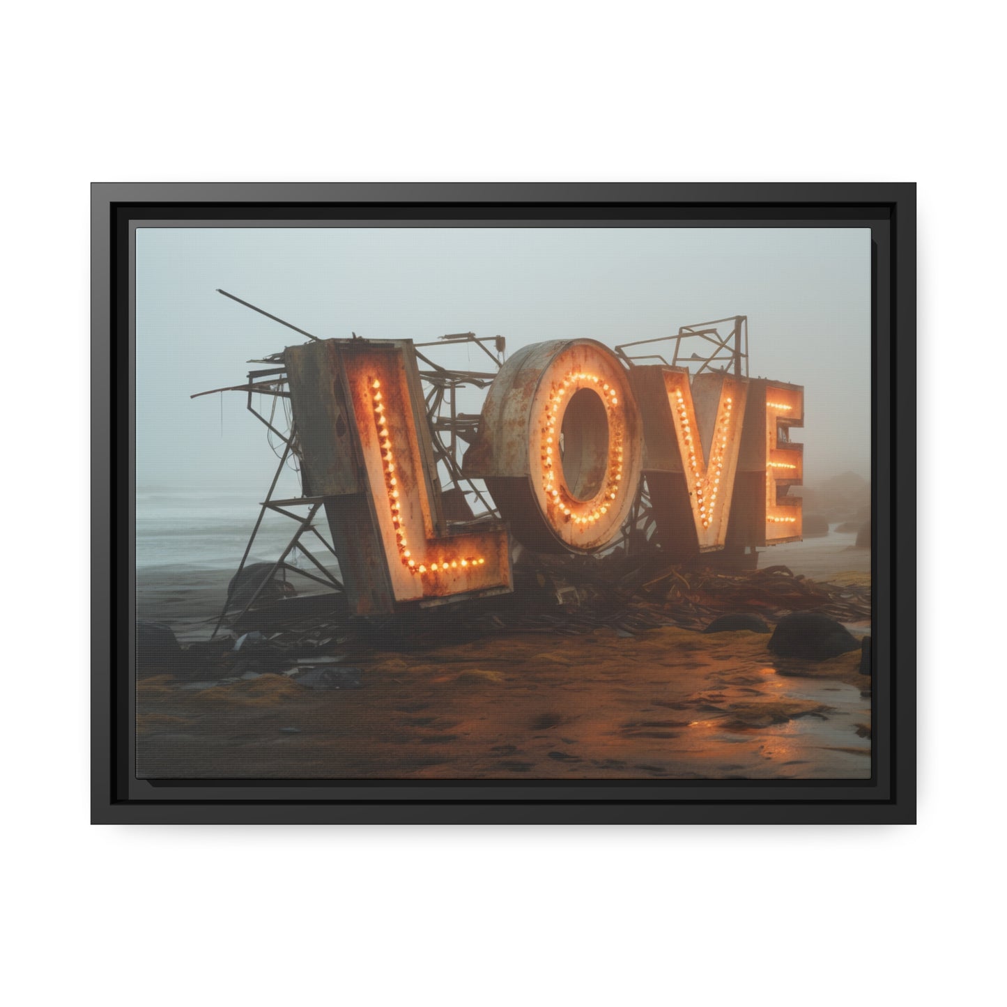 Fine art Framed Canvas print - Matte Canvas with a Black Frame - Surreal LOVE sign wall decor