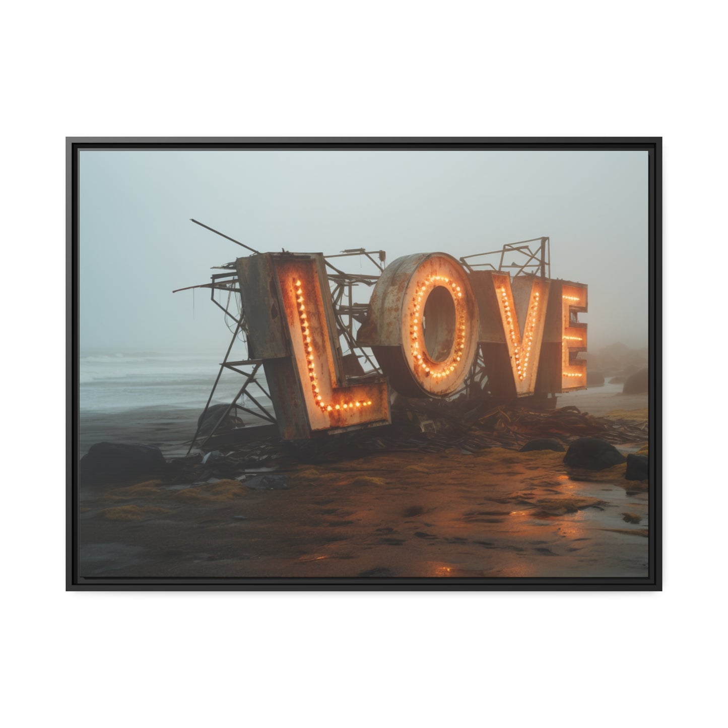 Fine art Framed Canvas print - Matte Canvas with a Black Frame - Surreal LOVE sign wall decor