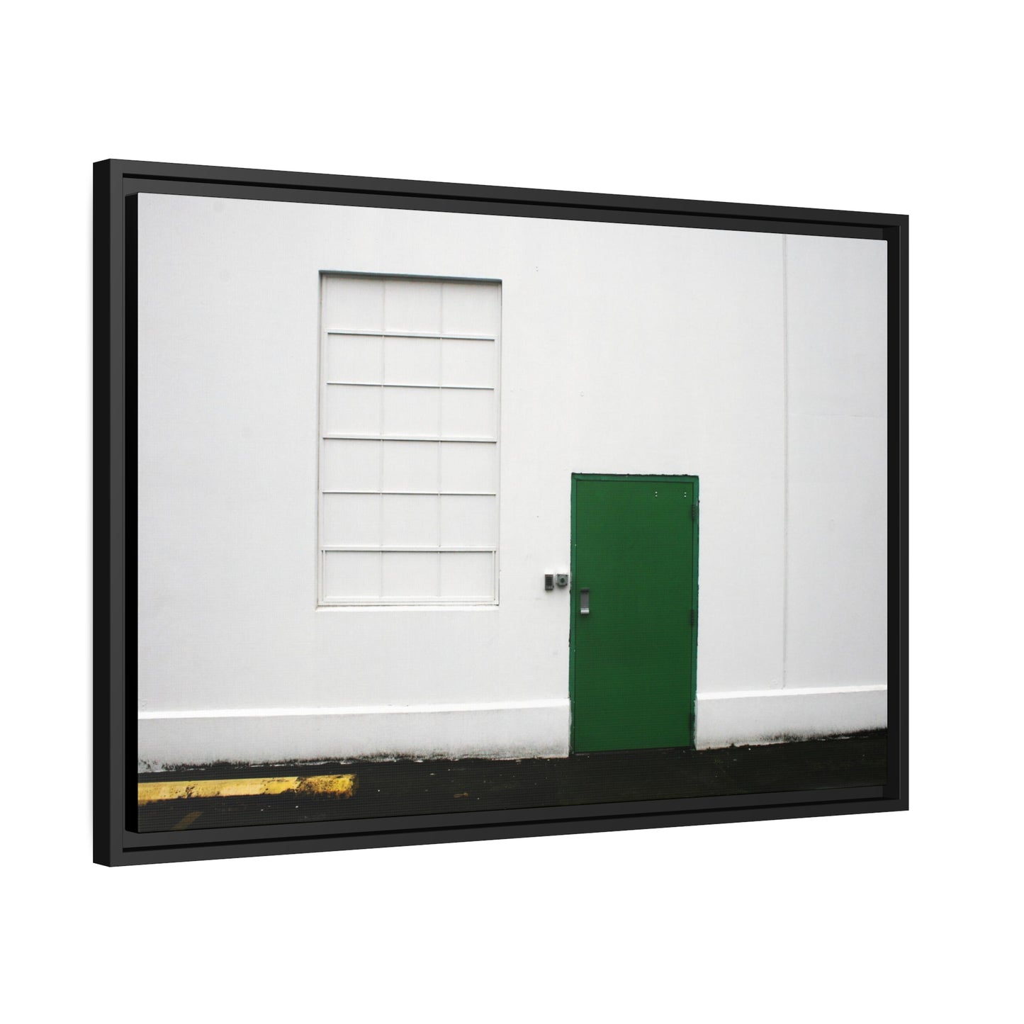 Minimalism + Green - a fine art print of an urban abstract street scene - Matte Canvas with a Black Frame