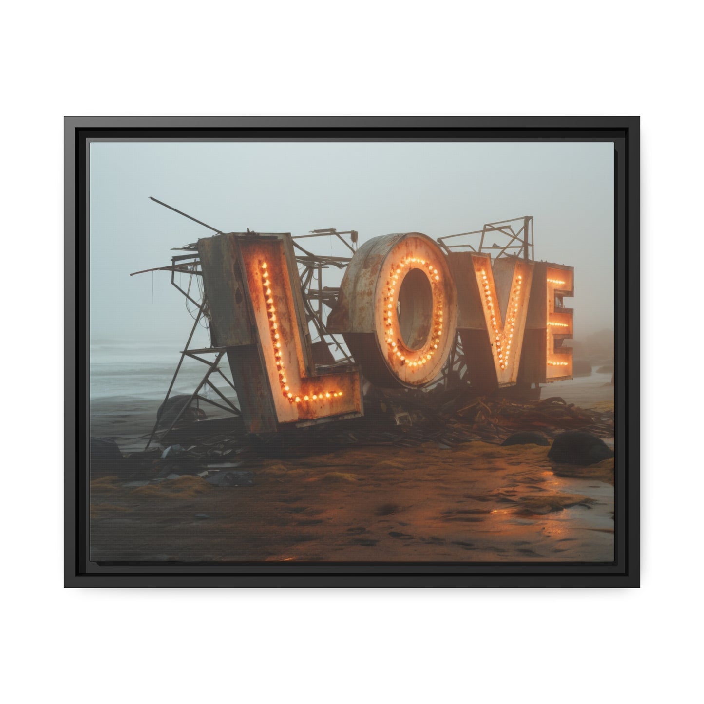 Fine art Framed Canvas print - Matte Canvas with a Black Frame - Surreal LOVE sign wall decor