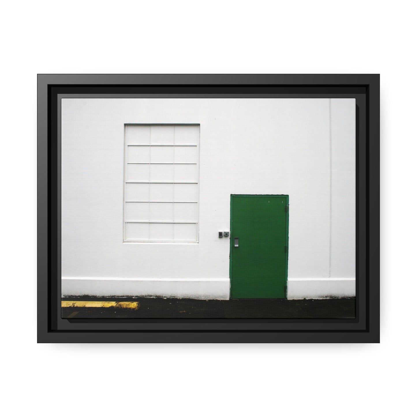 Minimalism + Green - a fine art print of an urban abstract street scene - Matte Canvas with a Black Frame