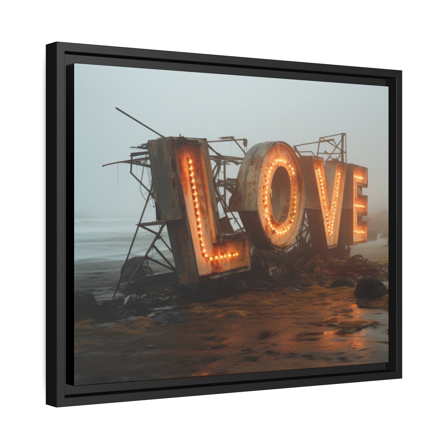 Fine art Framed Canvas print - Matte Canvas with a Black Frame - Surreal LOVE sign wall decor