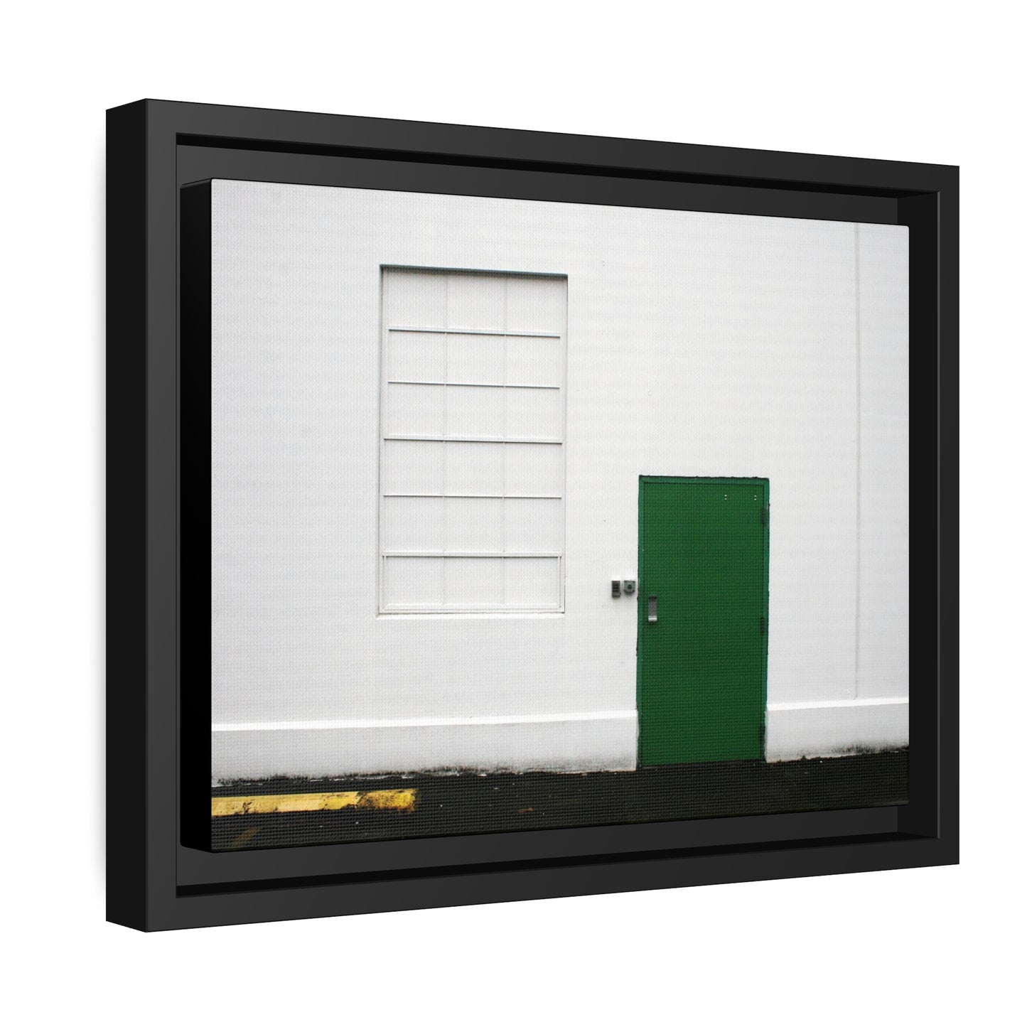 Minimalism + Green - a fine art print of an urban abstract street scene  - Matte Canvas with a Black Frame
