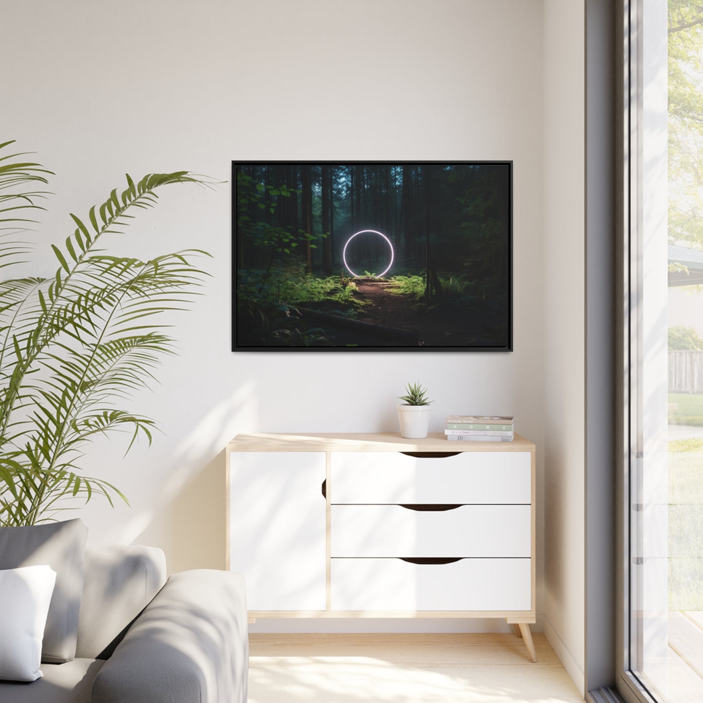 Fine art Framed Canvas print - Matte Canvas with a Black Frame - Surreal Forest Scene wall decor
