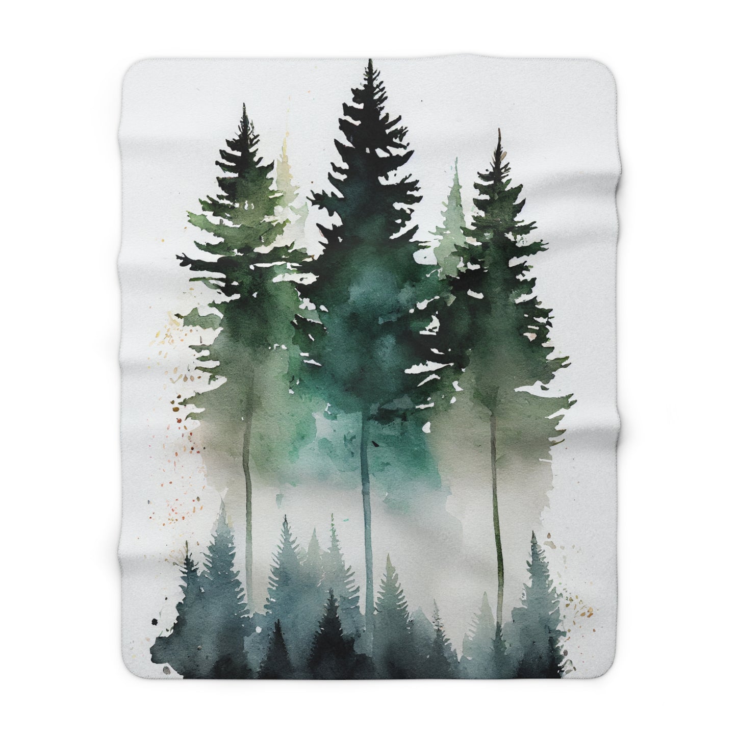 Cozy PNW Fleece Blanket, Cabin throw Blanket, Blanket Gift, Watercolor Fir Trees throw blanket decor gift