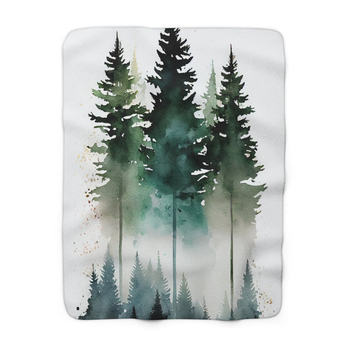 Cozy PNW Fleece Blanket, Cabin throw Blanket, Blanket Gift, Watercolor Fir Trees throw blanket decor gift