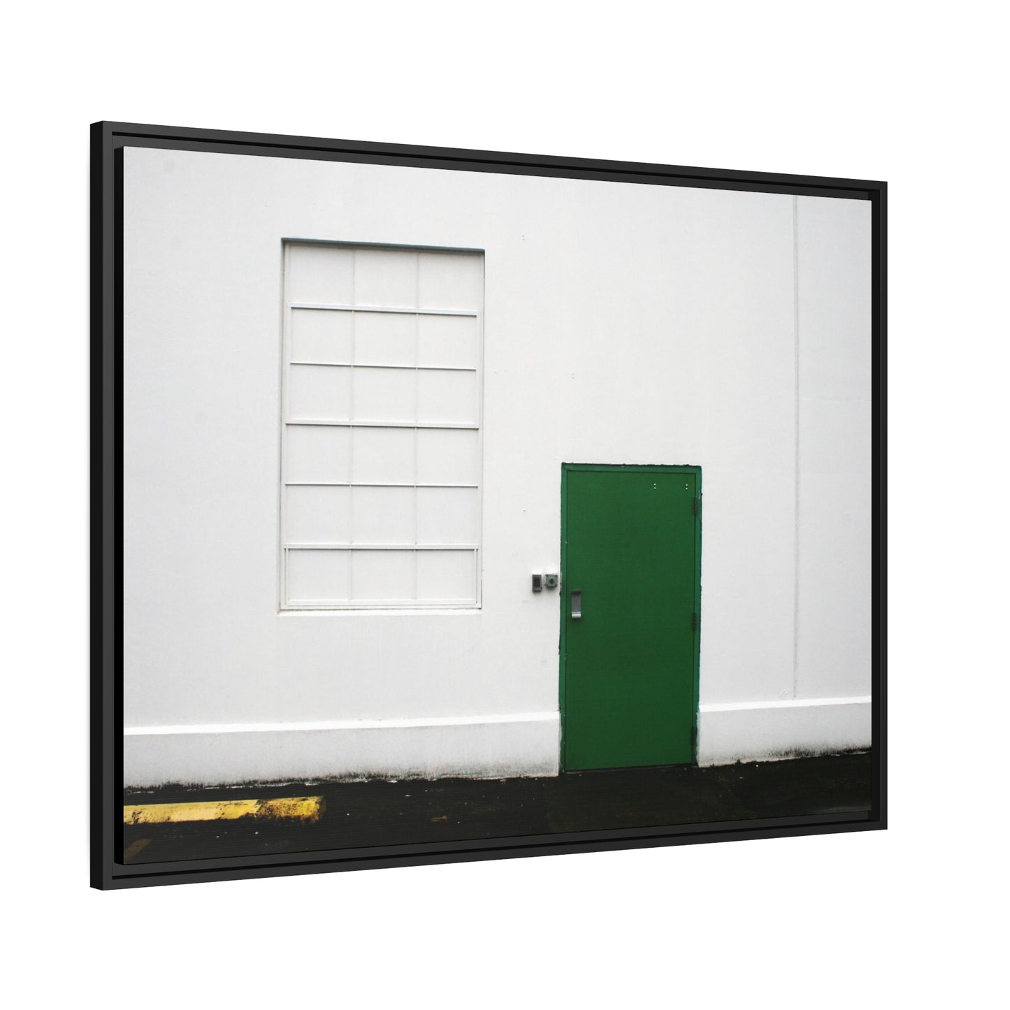 Minimalism + Green - a fine art print of an urban abstract street scene - Matte Canvas with a Black Frame