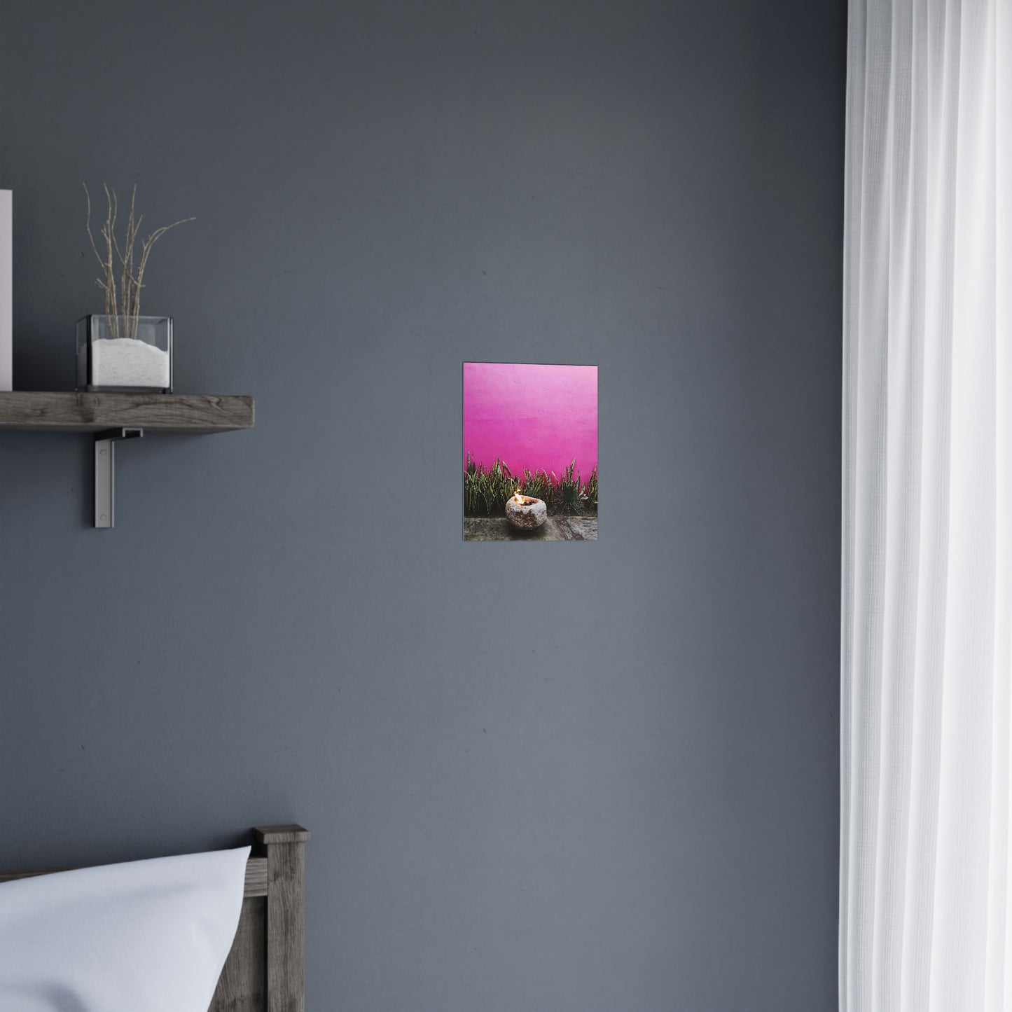 Hot Pink painted wall and organic green - Original photo print on Premium Matte Posters