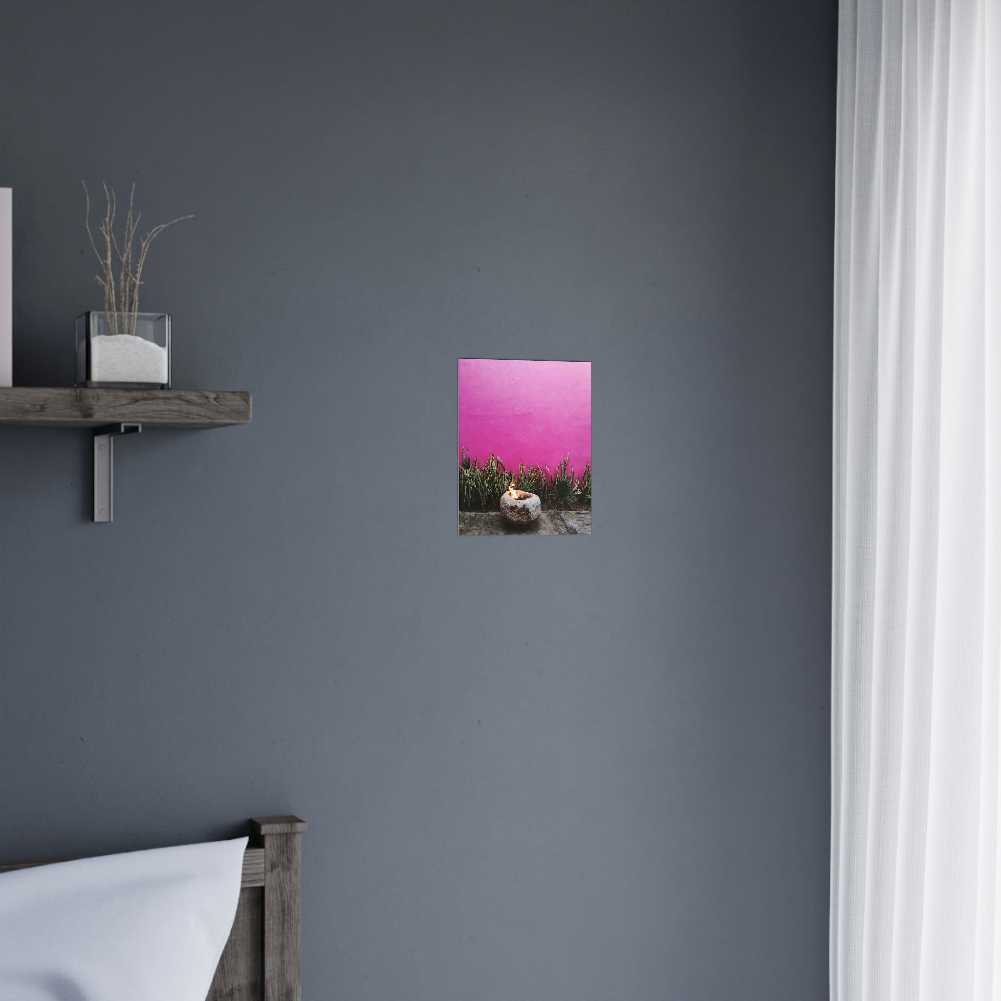 Hot Pink painted wall and organic green - Original photo print on Premium Matte Posters