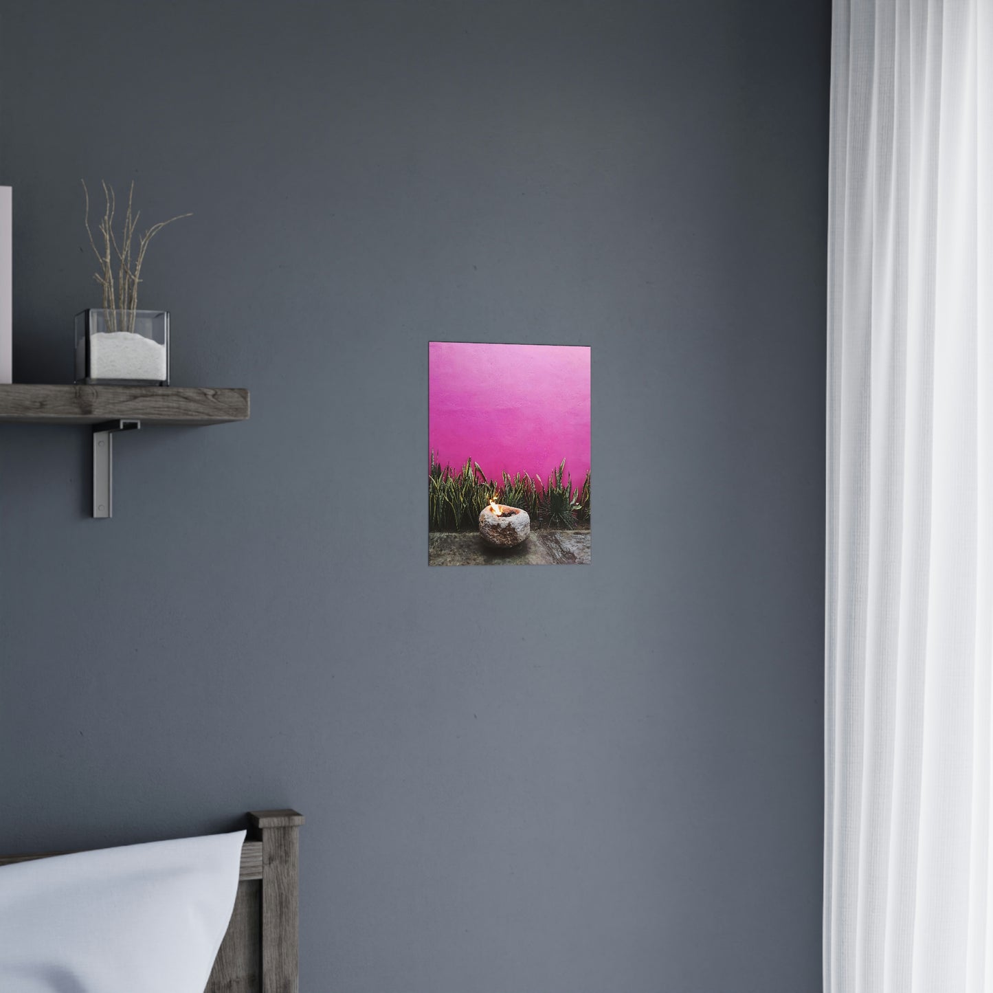 Hot Pink painted wall and organic green - Original photo print on Premium Matte Posters
