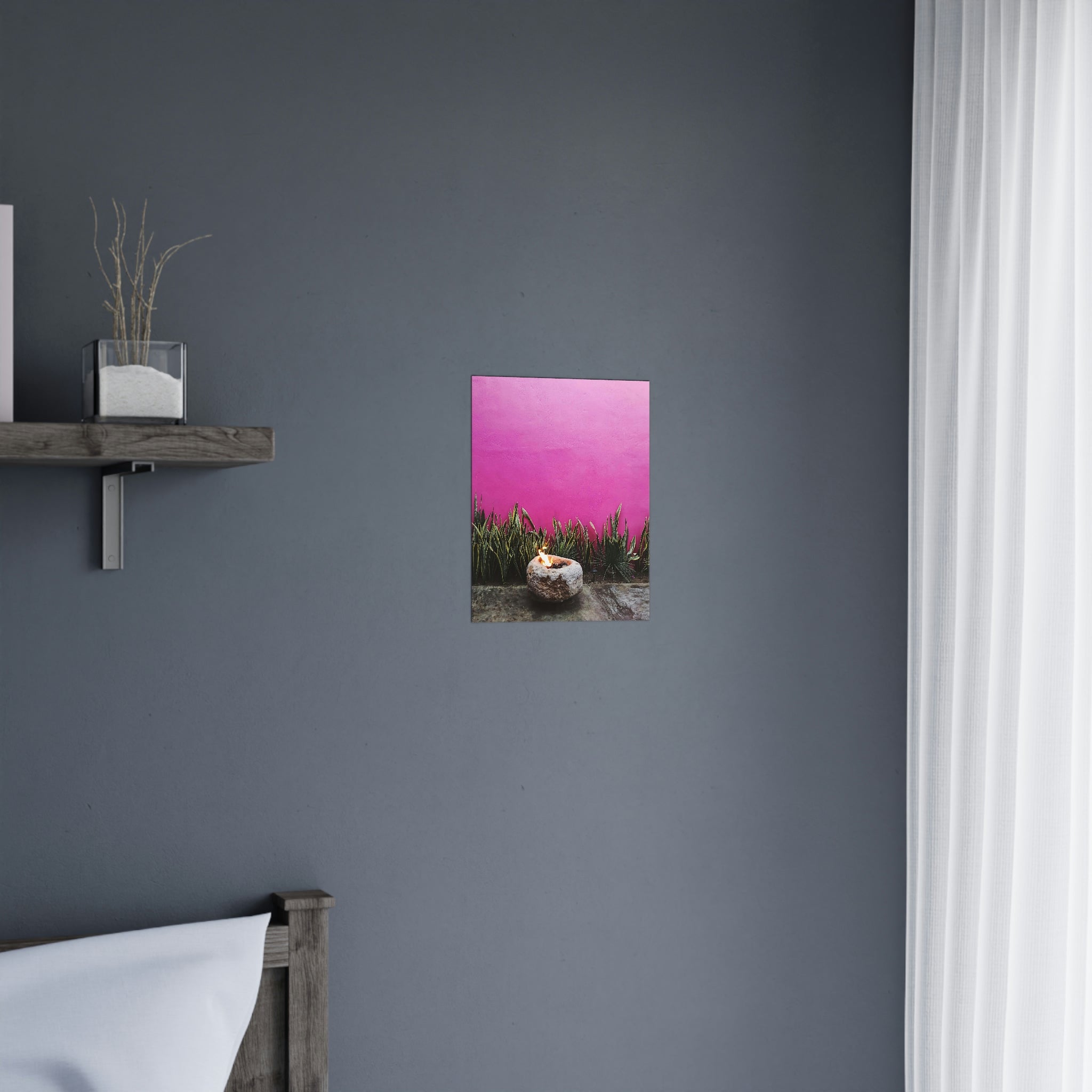 Hot Pink painted wall and organic green - Original photo print on Premium Matte Posters