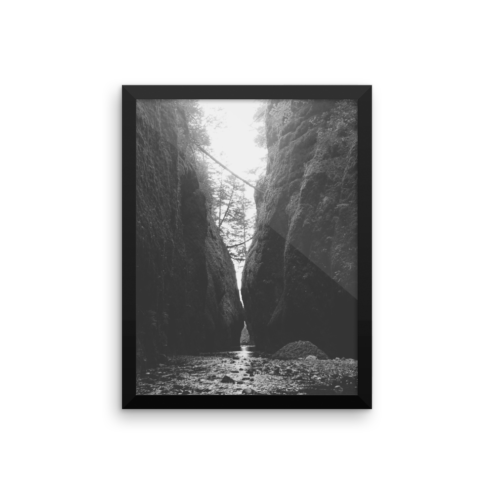 Framed B+W Print of Oneonta Gorge in Oregon