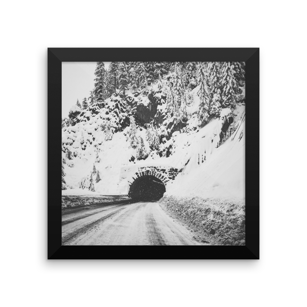 B+W "snowy tunnel" framed photo print