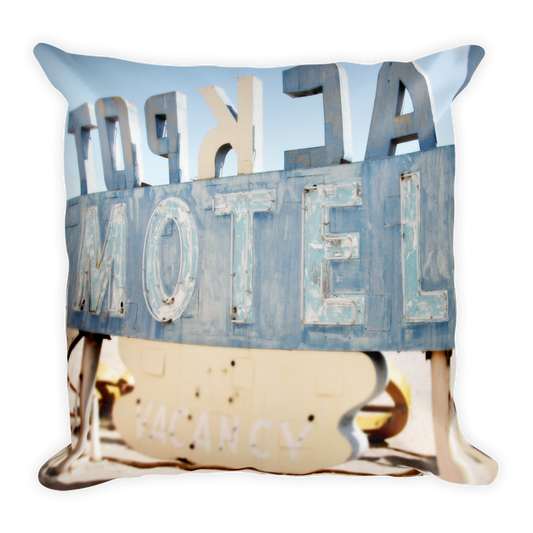 Old School Vegas MOTEL Square Throw Pillow