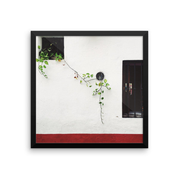 Framed Abstract Red+White print