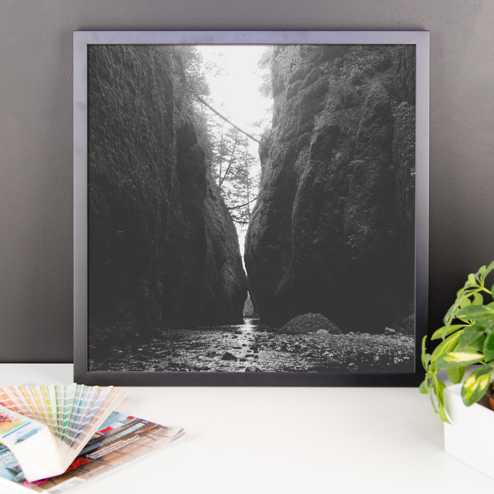 Framed B+W Print of Oneonta Gorge in Oregon