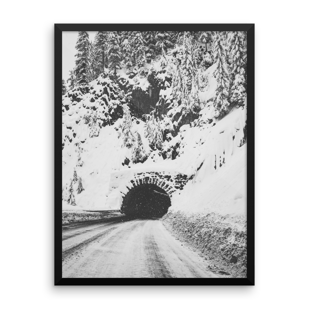 B+W "snowy tunnel" framed photo print