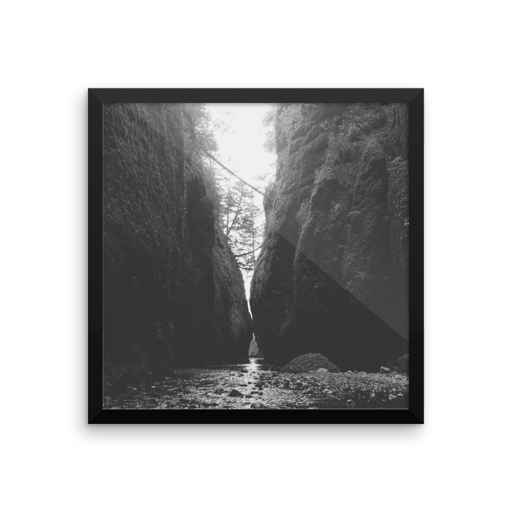 Framed B+W Print of Oneonta Gorge in Oregon