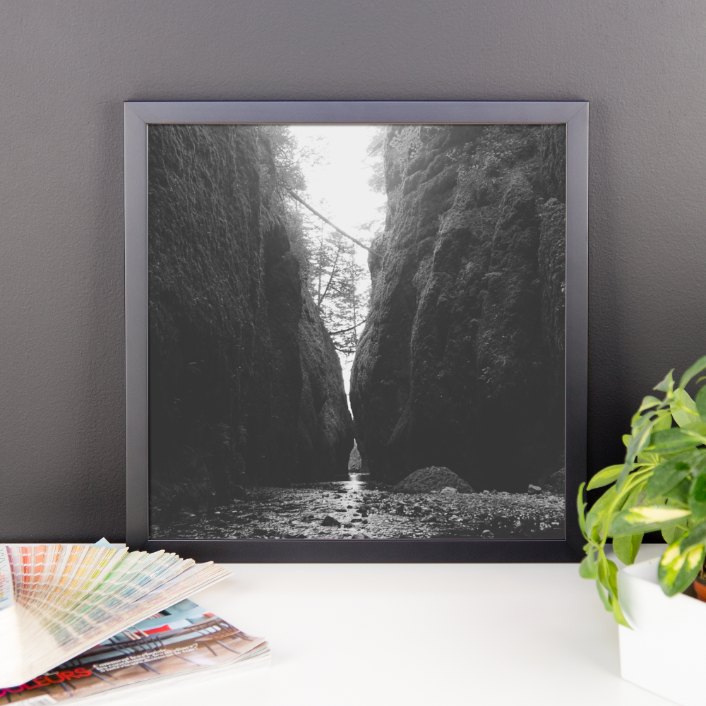 Framed B+W Print of Oneonta Gorge in Oregon