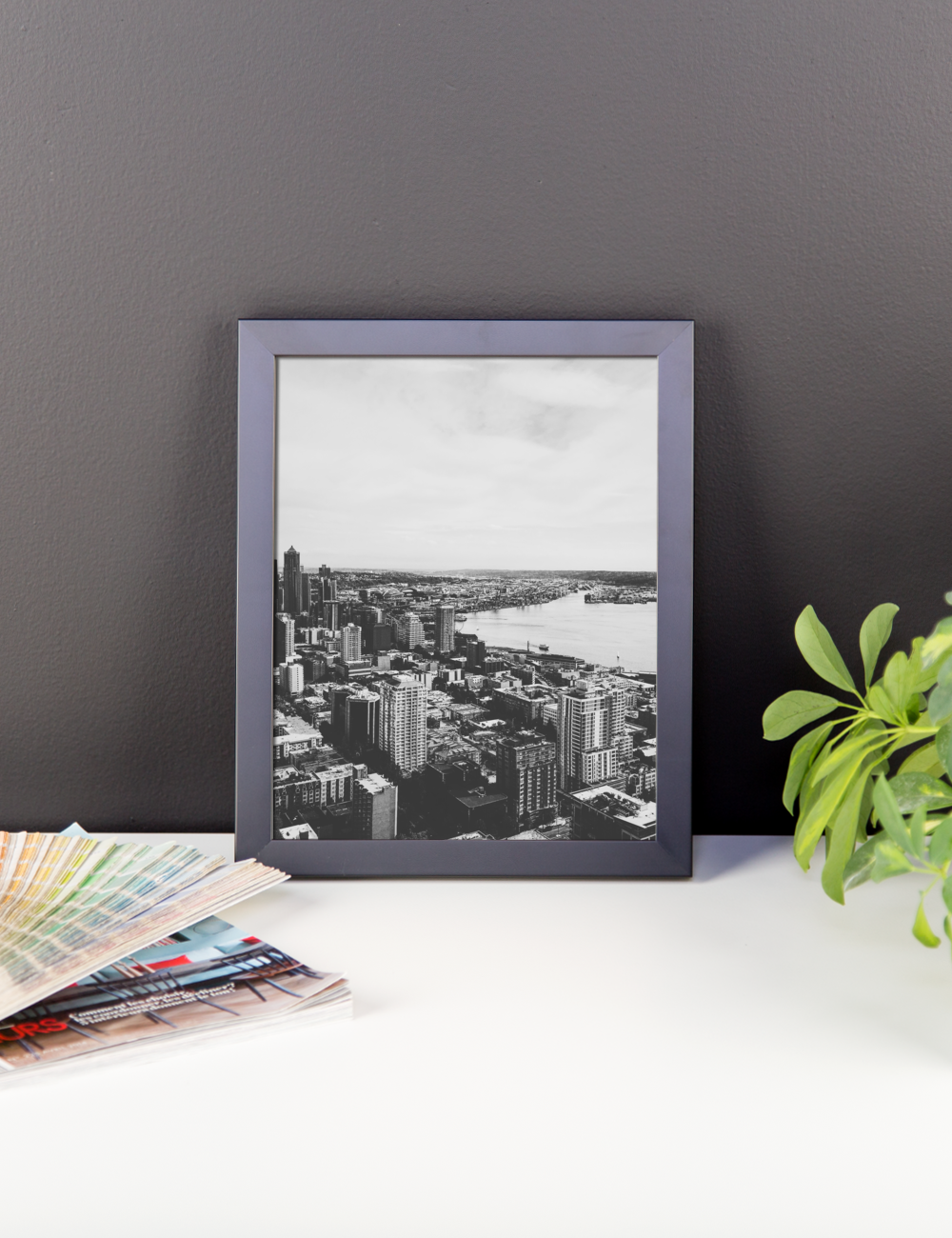 Framed B+W print of the Seattle skyline