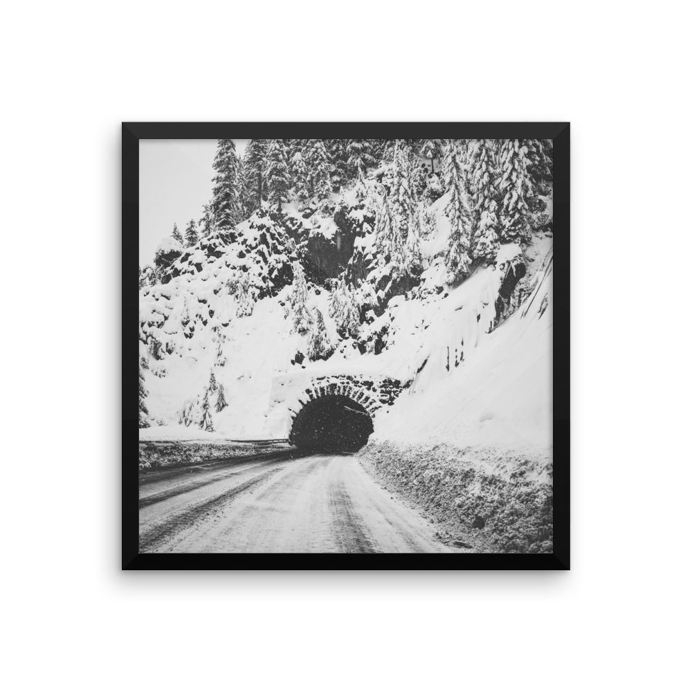 B+W "snowy tunnel" framed photo print