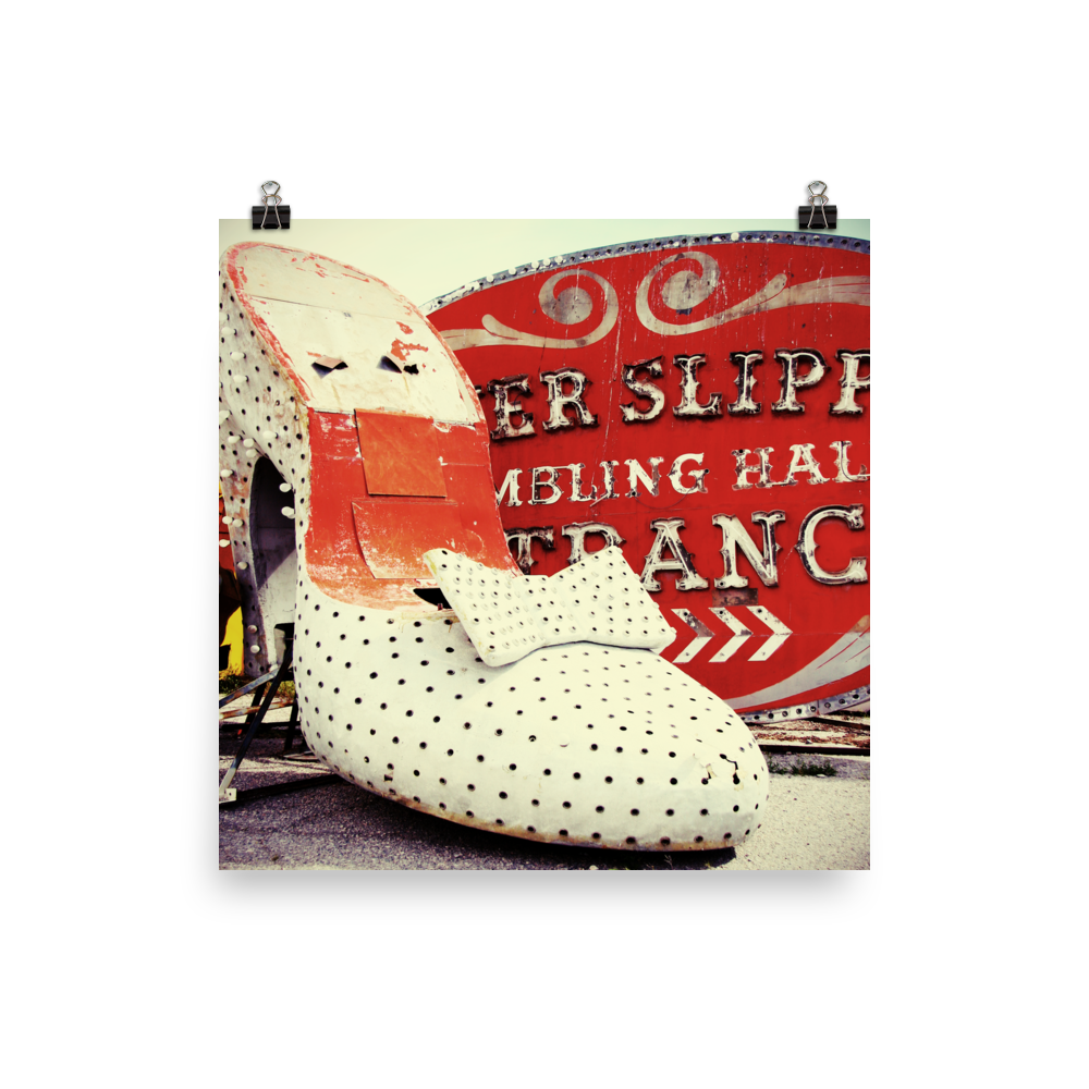 Silver Slipper vintage Vegas square Poster