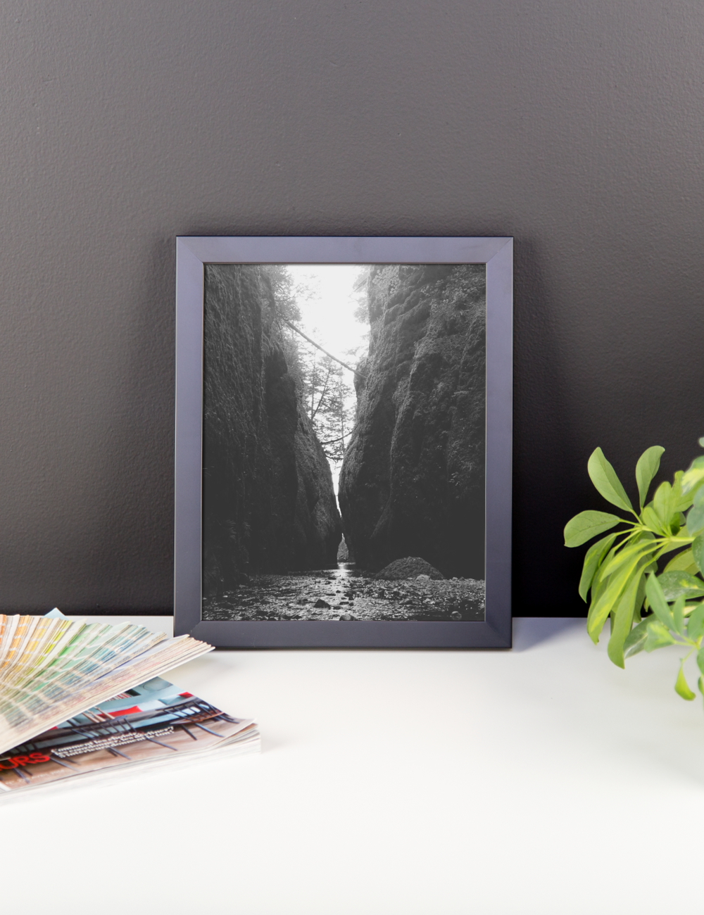 Framed B+W Print of Oneonta Gorge in Oregon