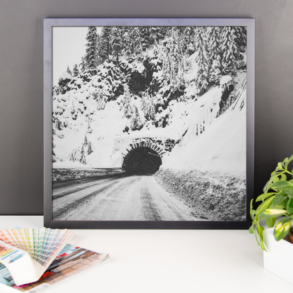 B+W "snowy tunnel" framed photo print