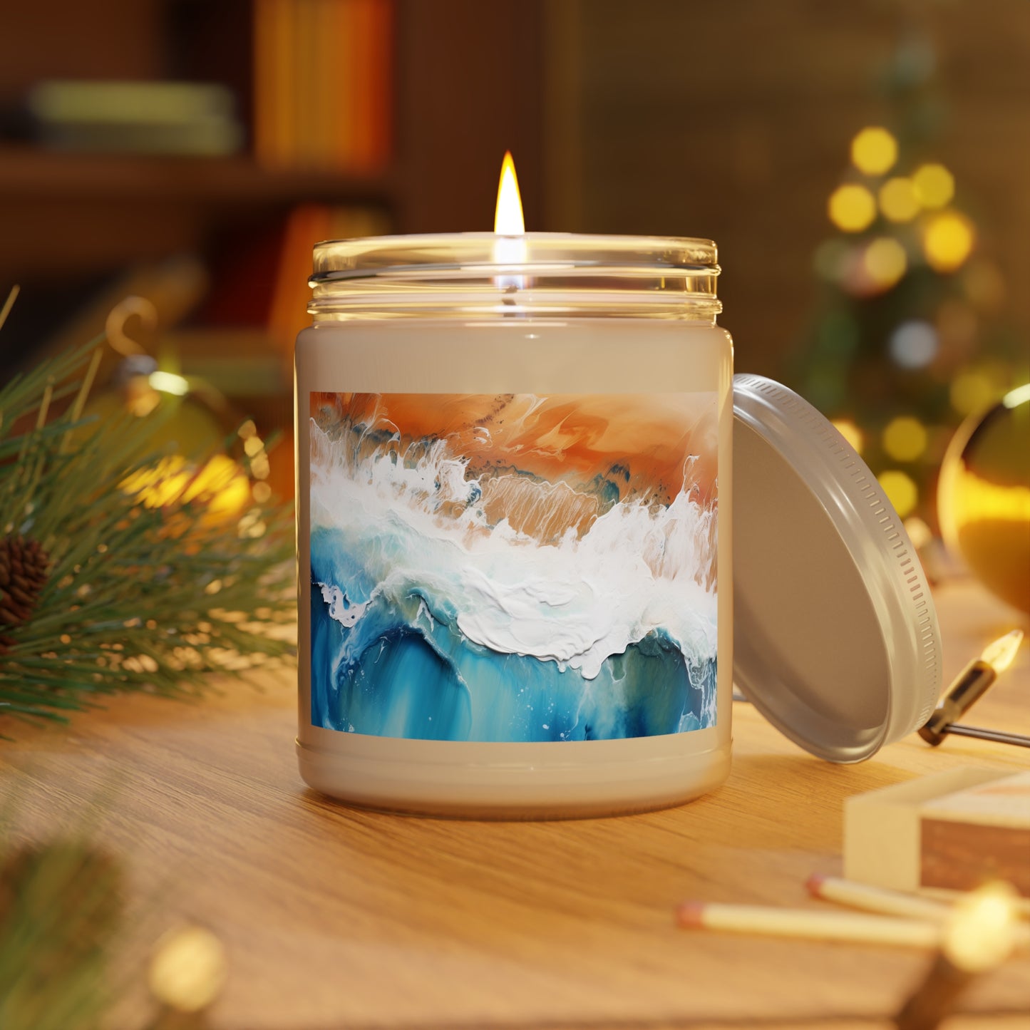 Scented 9oz. Candle - Coastal inspired beach design, with 3 scent options