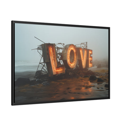 Fine art Framed Canvas print - Matte Canvas with a Black Frame - Surreal LOVE sign wall decor