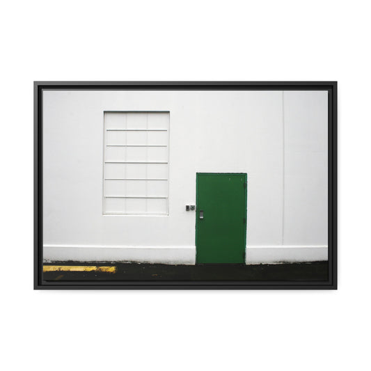Minimalism + Green - a fine art print of an urban abstract street scene  - Matte Canvas with a Black Frame