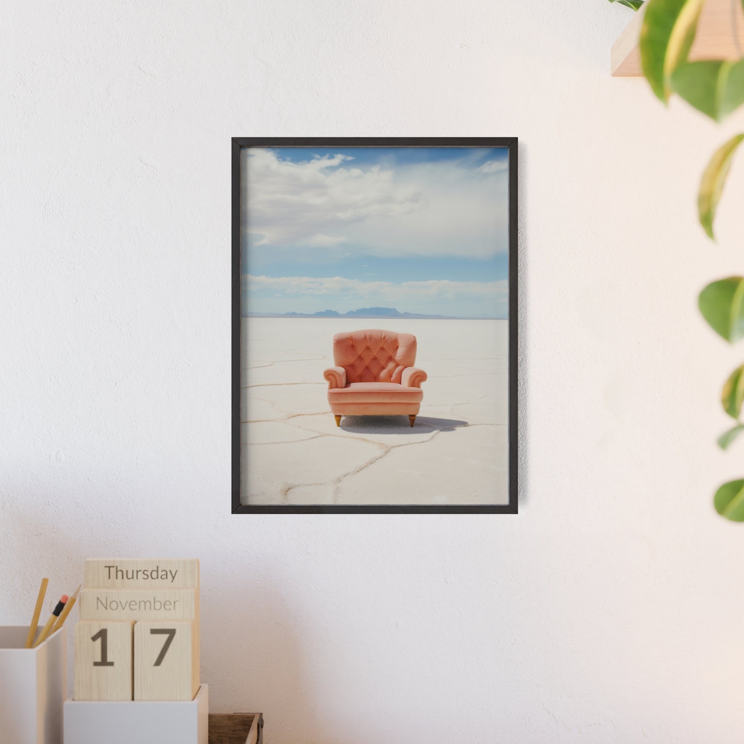 Minimalist mid century modern framed print, modern pink chair, Framed Mid Century modern wall decor, Interior Designer decor gift